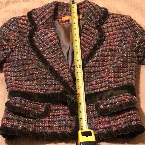 Cynthia Steffe Olive Tweed Cropped Jacket Small - Picture 7 of 8